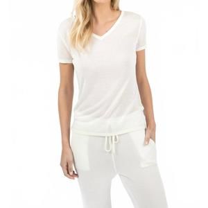 NEW LEIMERE feather vneck tee in marshmallow